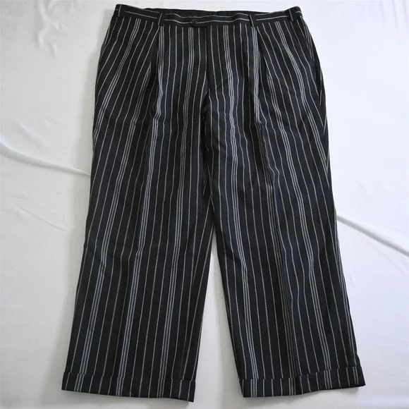 Zannini 54L 48x32 Black Striped Mens Jacket Pants Suit